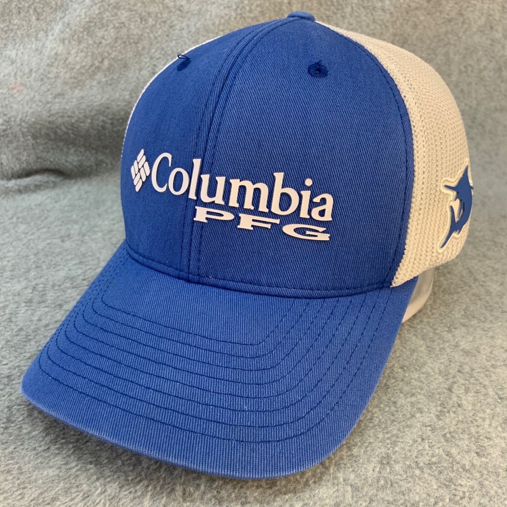 Columbia PFG Logo Unisex Blue White Columbia Mesh Back Trucker Hat L/XL